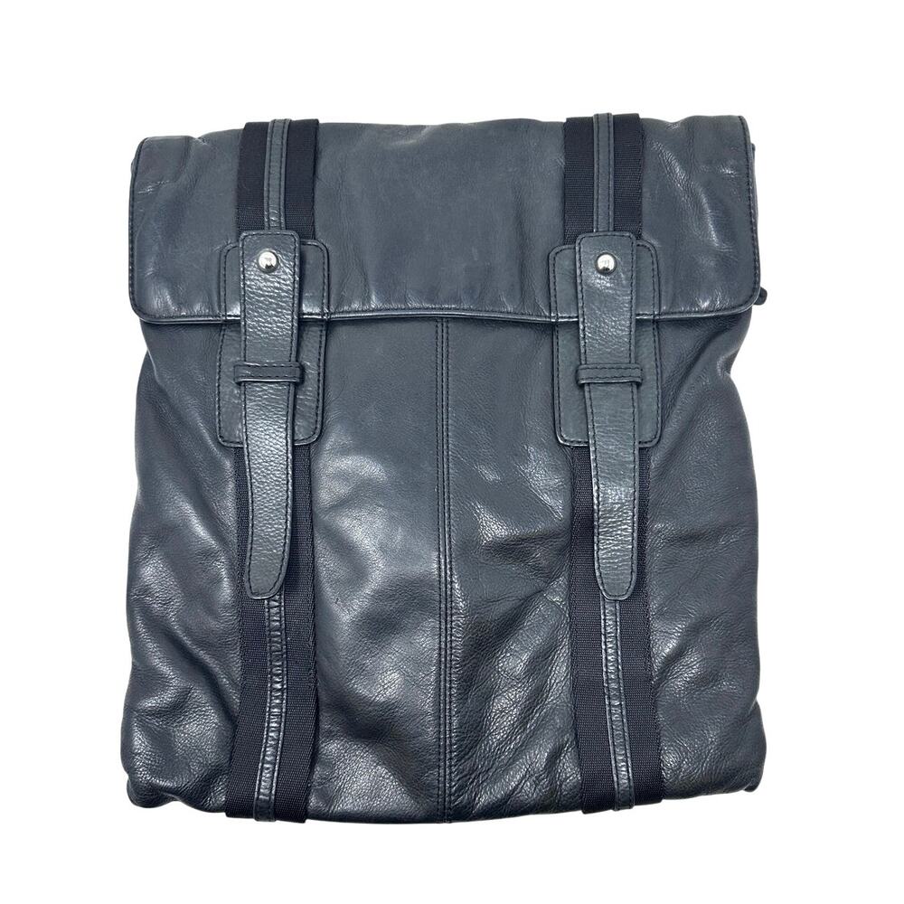 Black leather messenger bag unisex